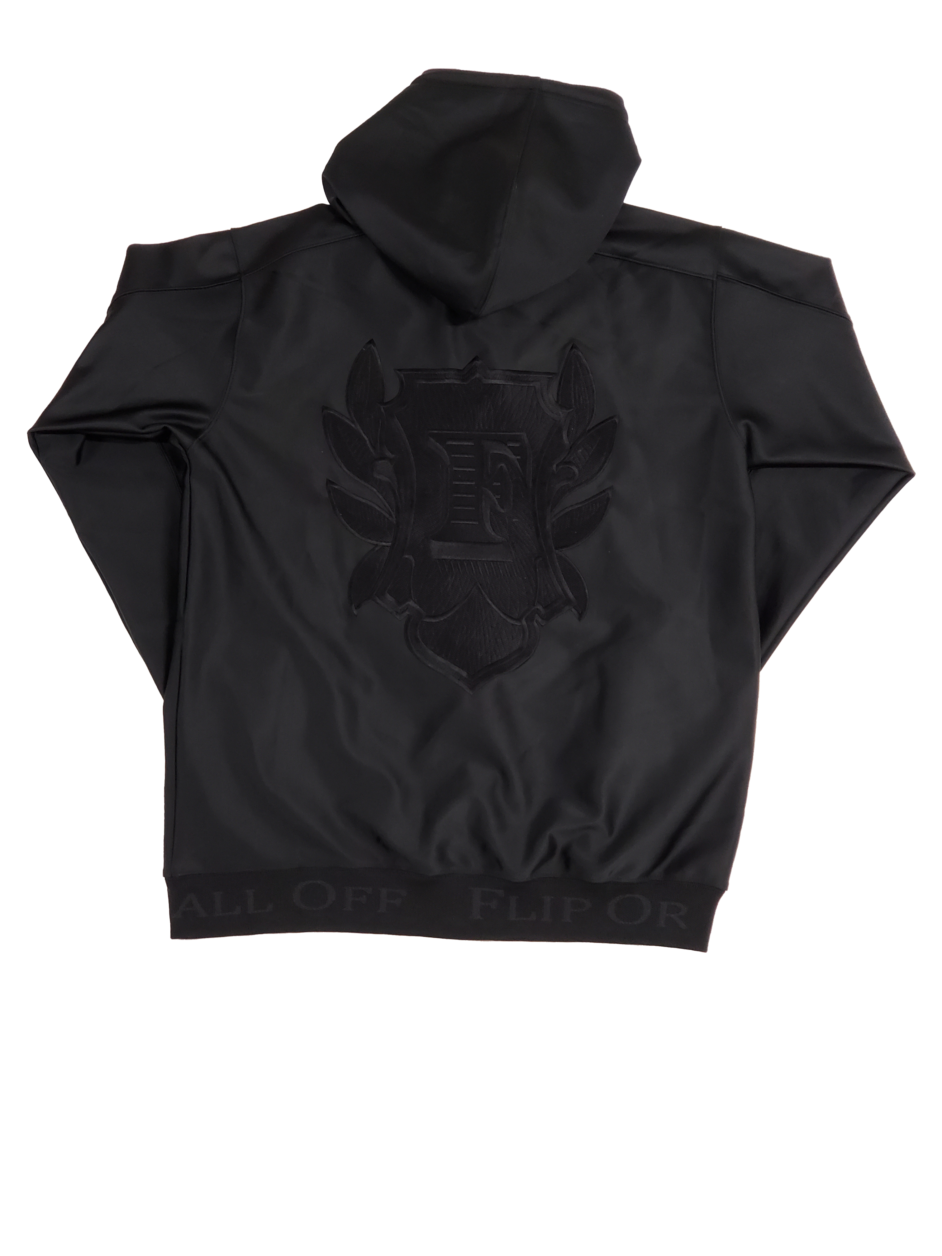 Flip Or Fall Off Black Zipped Hoodie Stacked