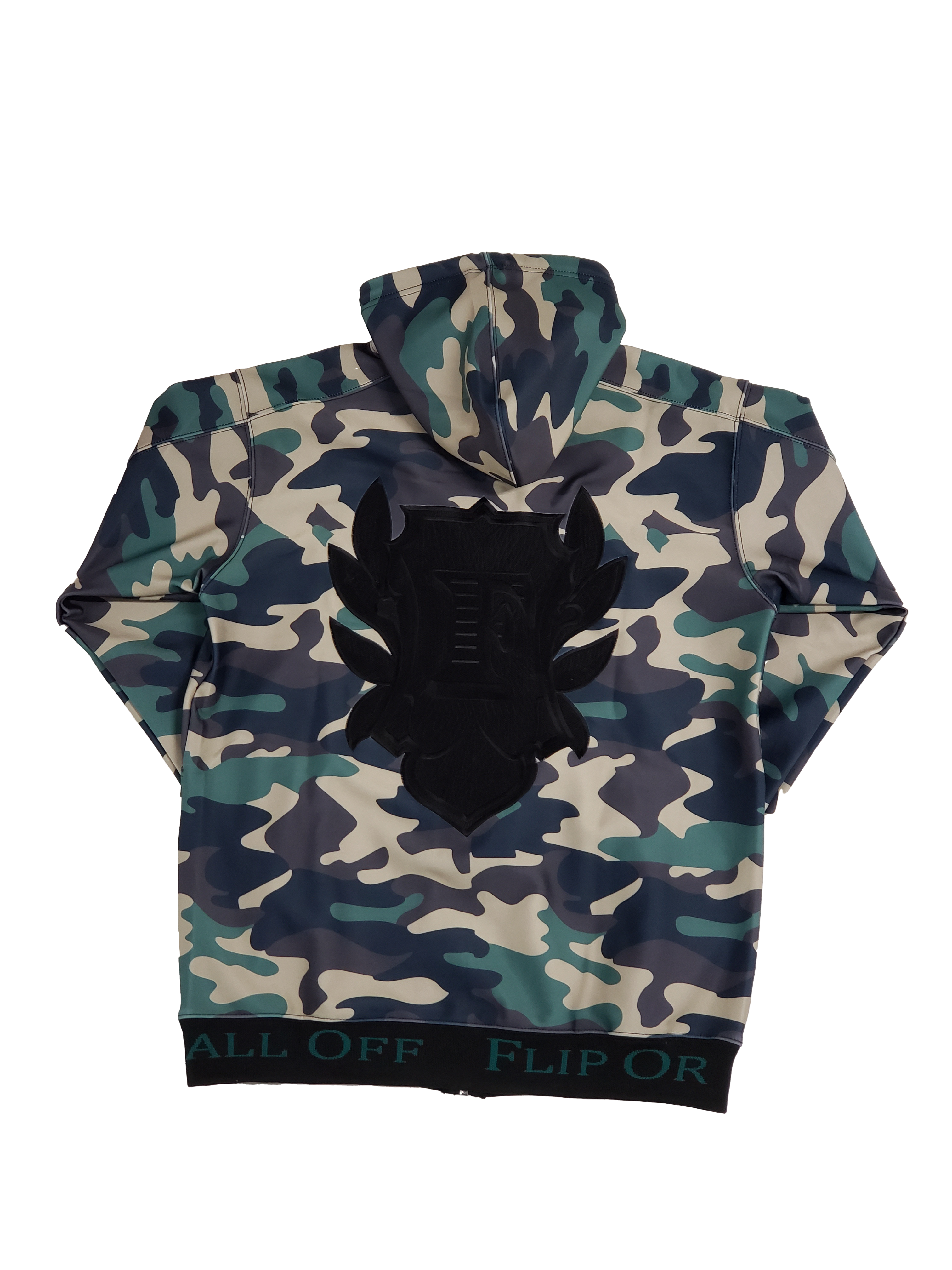 Flip Or Fall Off Camo Zipped Hoodie Stacked