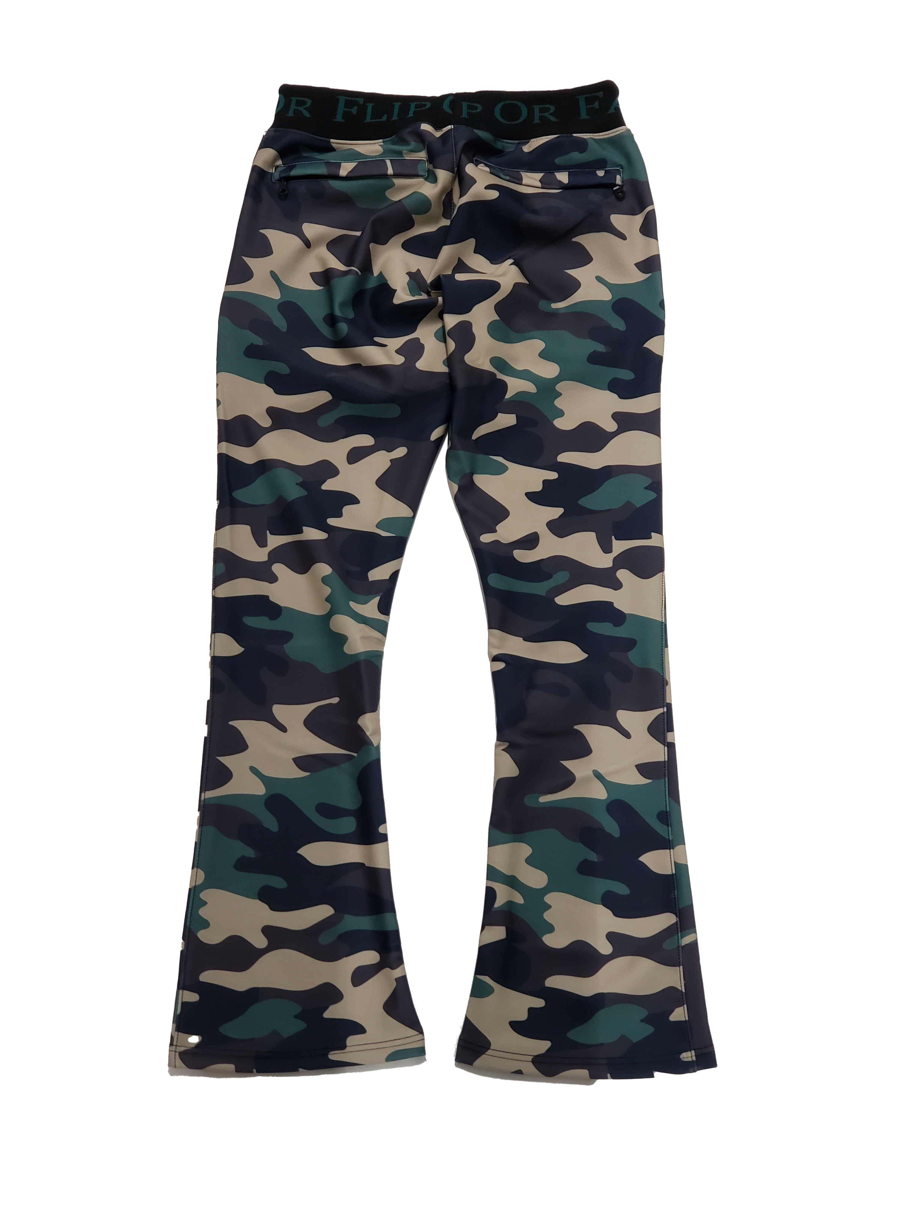 Flip Or Fall Off Camo Stacked Sweatpants