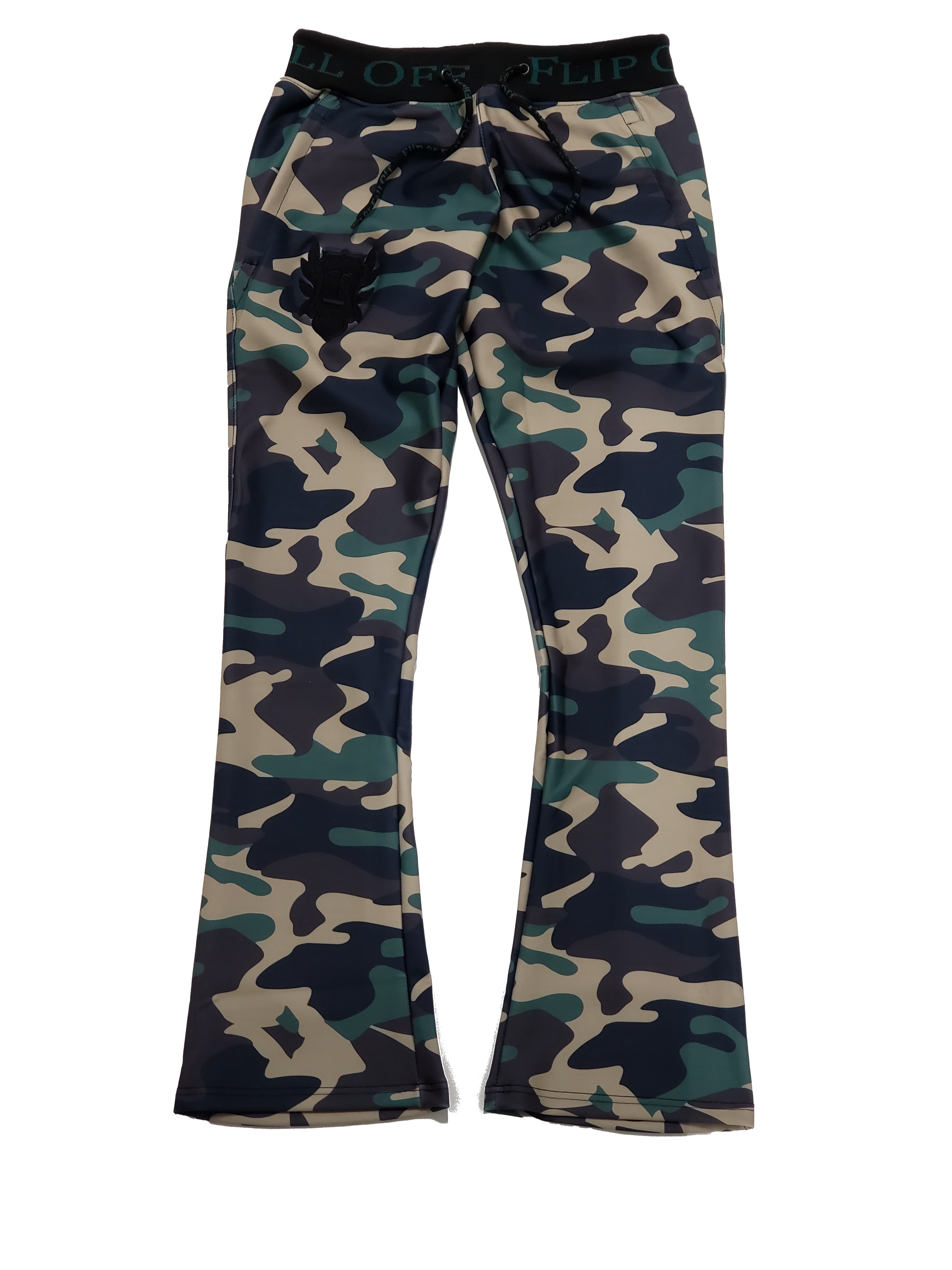 Flip Or Fall Off Camo Stacked Sweatpants