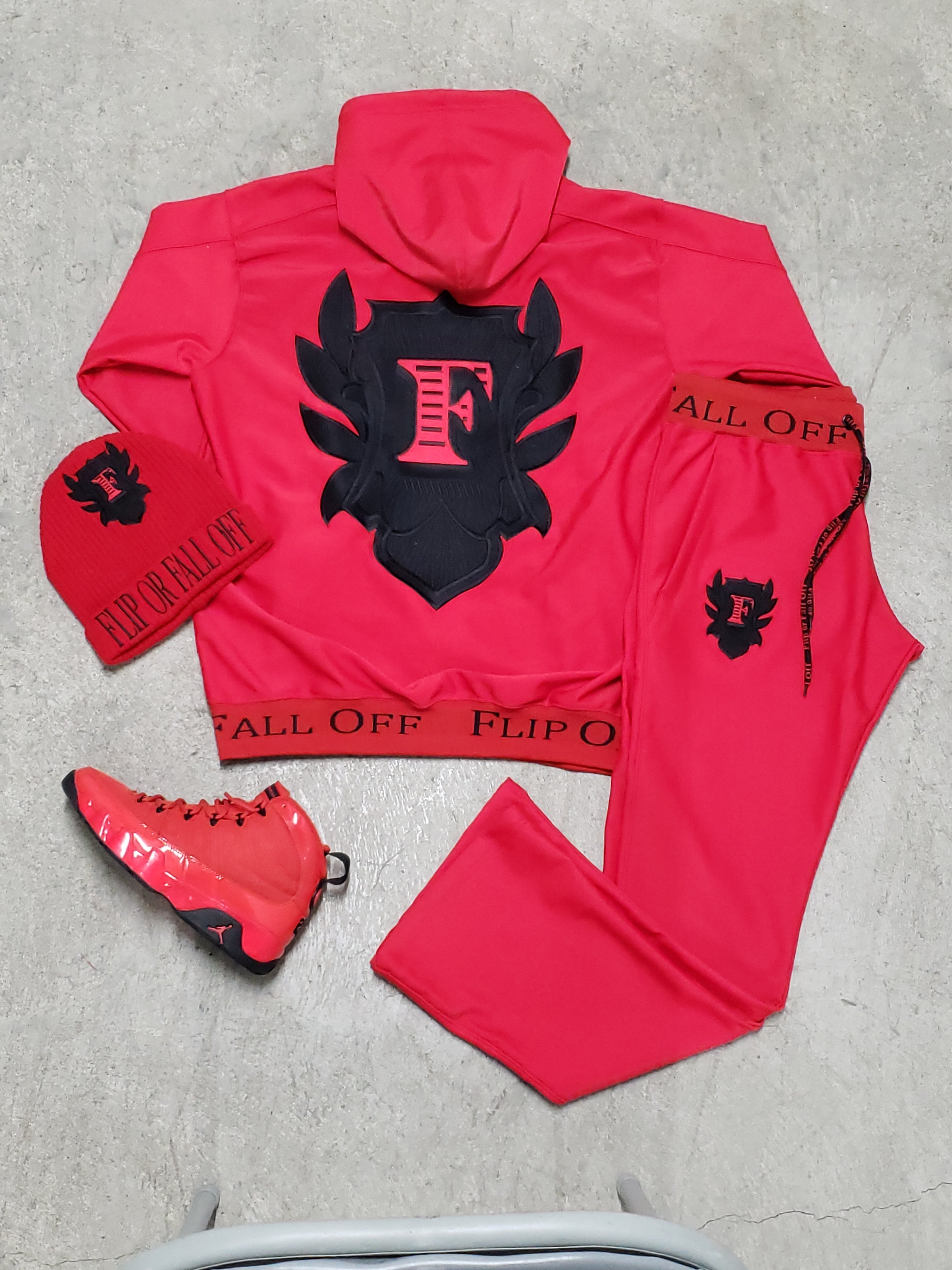 Flip Or Fall Off Red & Black Stacked Sweatsuit