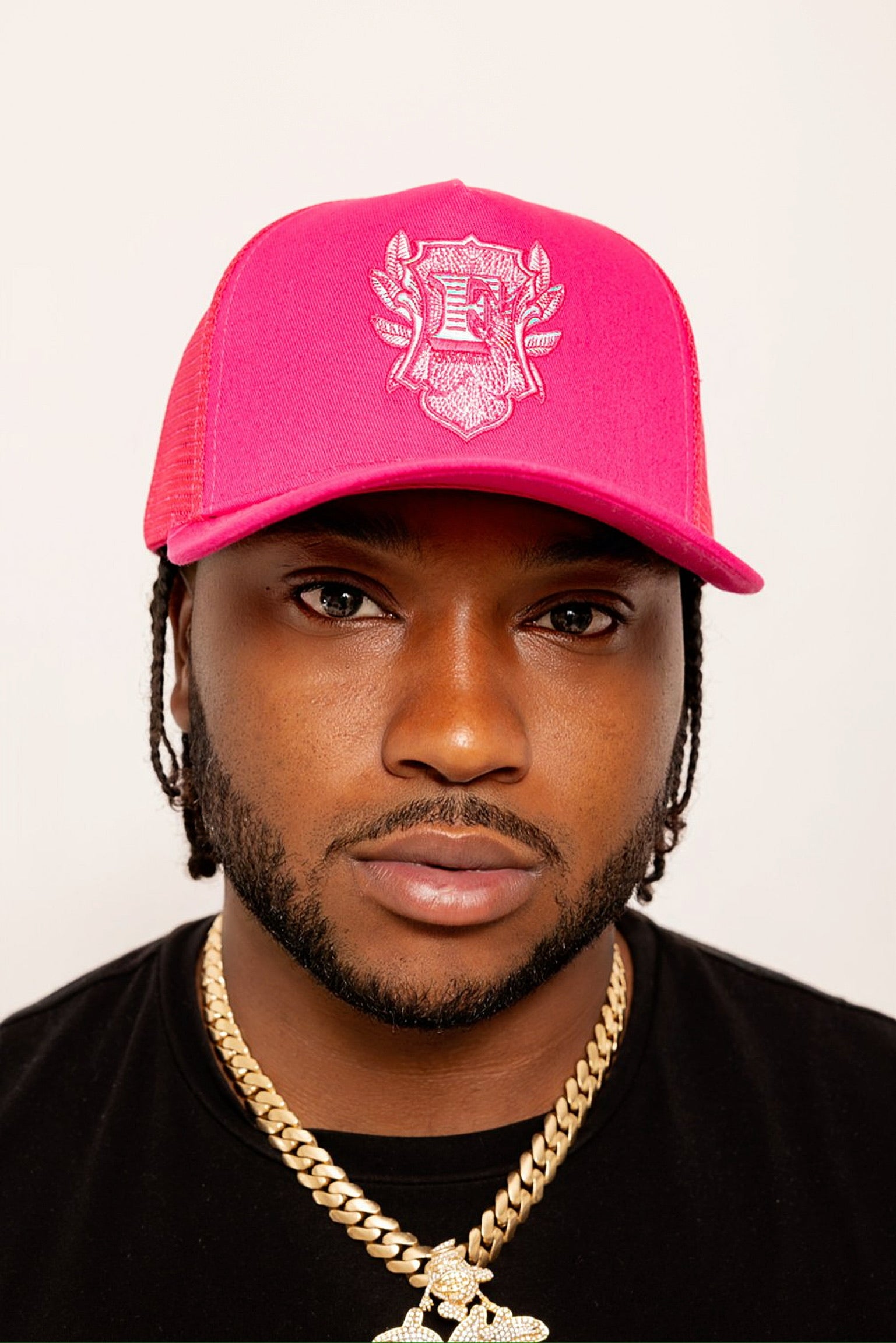 Flip Or Fall Off Pink Suede Trucker Hat