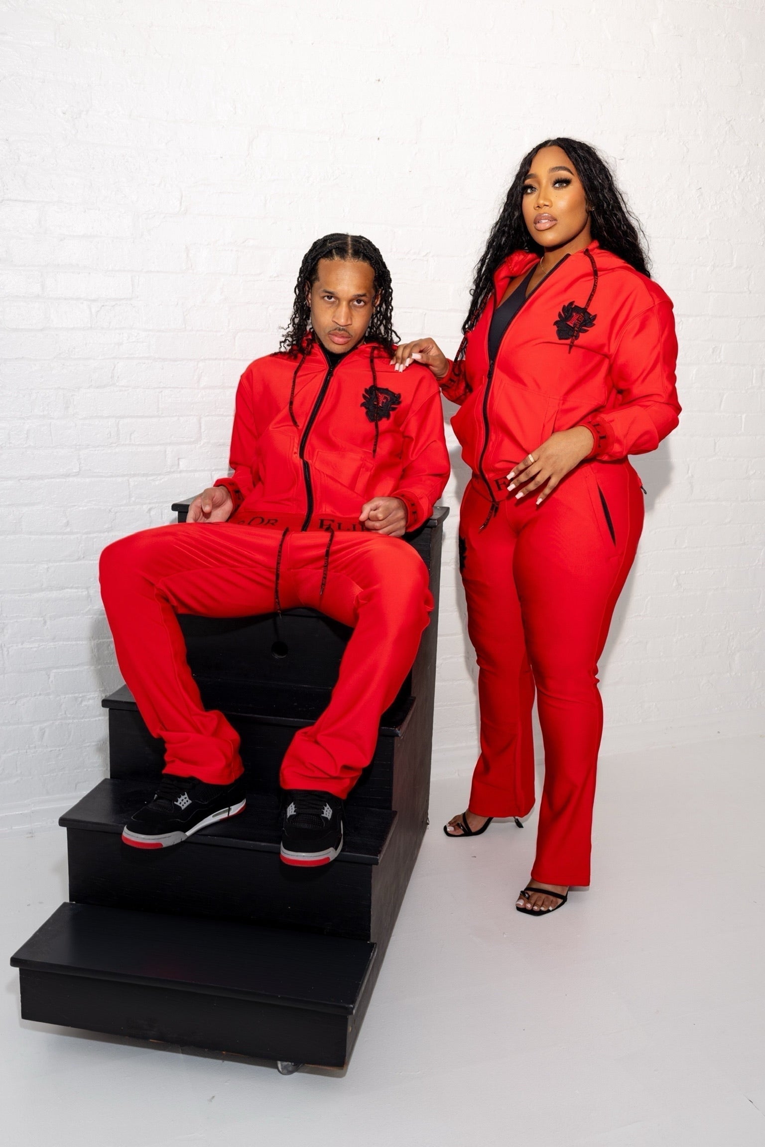 Flip Or Fall Off Red & Black Stacked Sweatsuit