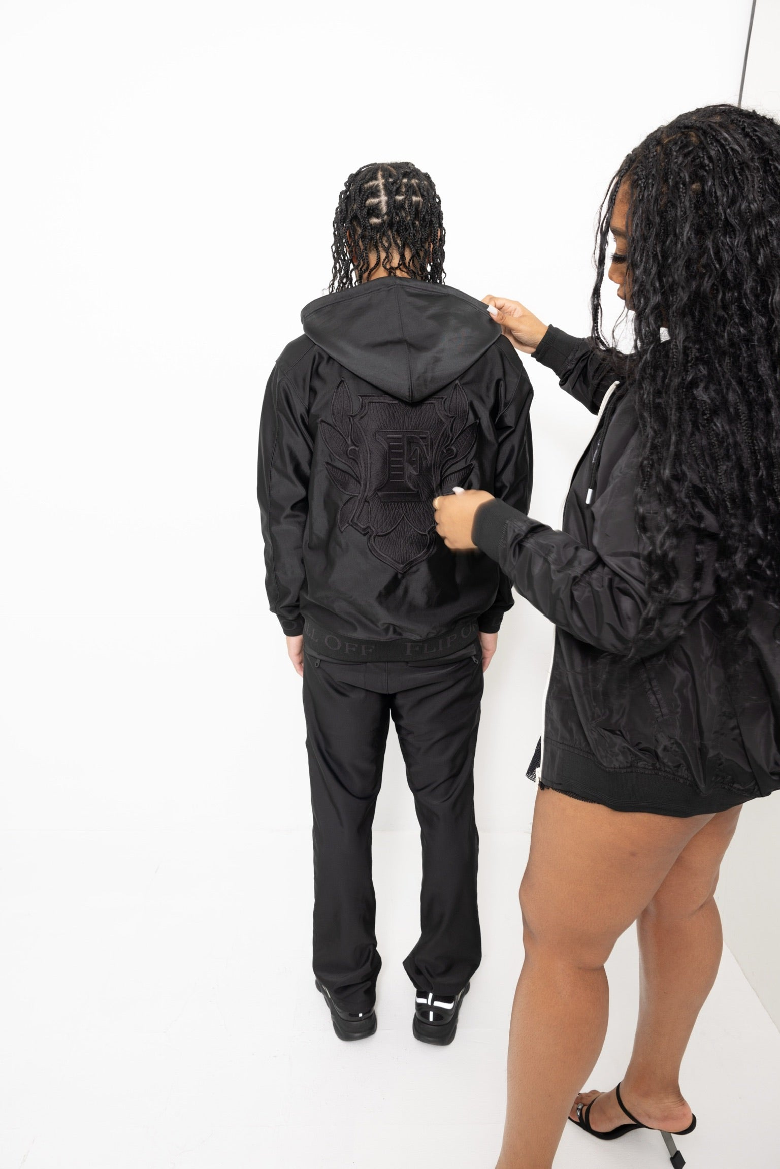 Flip Or Fall Off Black Stacked Sweatsuit