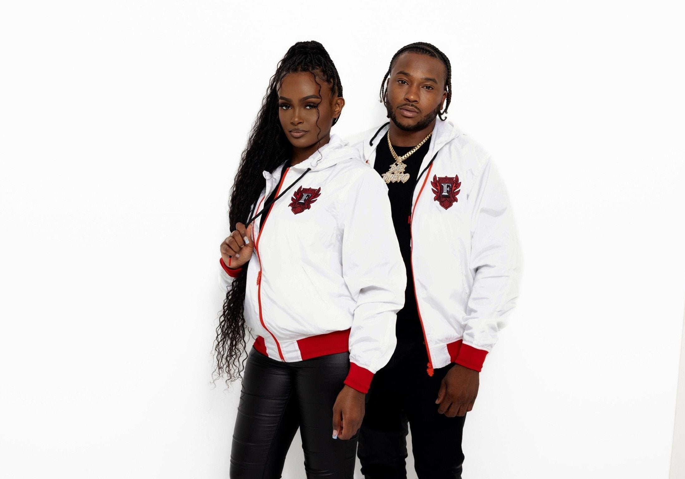 Flip Or Fall Off White & Red Wind Breaker with Hood