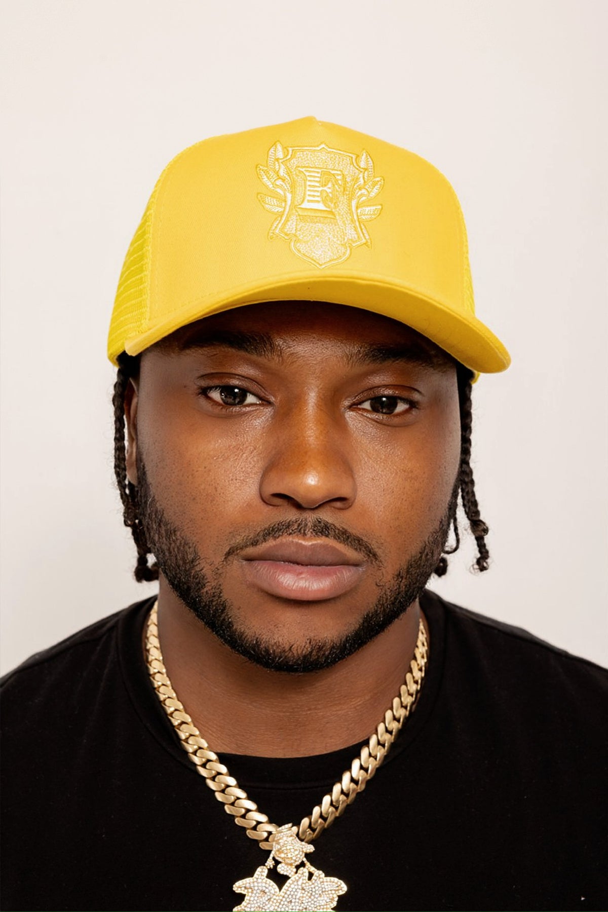 Addf Hat Flip Or Fall Off Yellow Suede Trucker Hat
