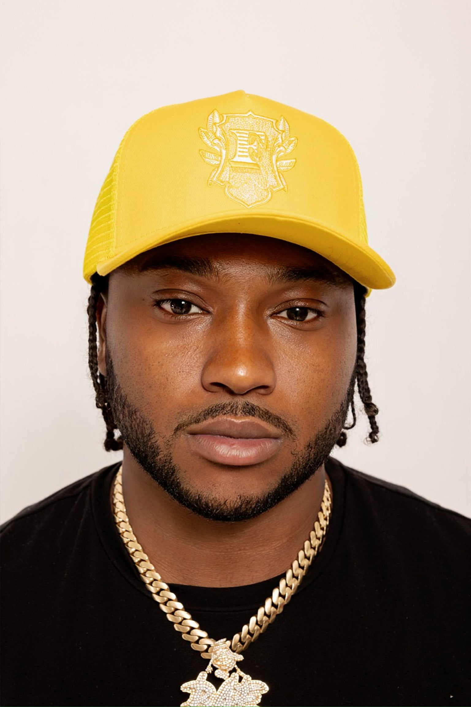 Flip Or Fall Off Yellow Suede Trucker Hat