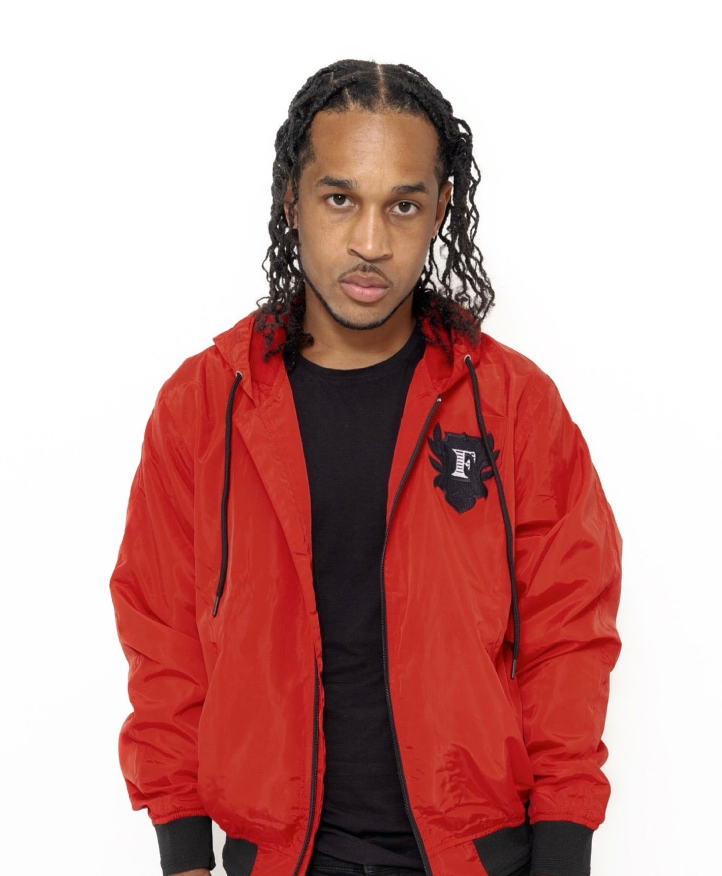 Flip Or Fall Off Red & Black Wind Breaker with Hood