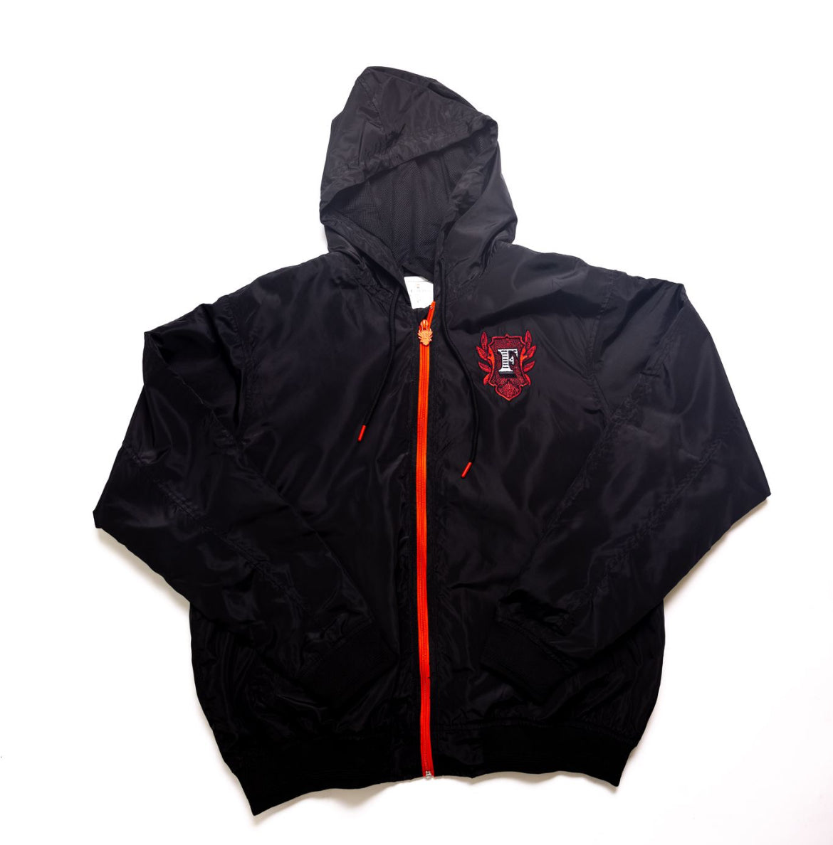 Flip Or Fall Off Black & Red Wind Breaker with Hood