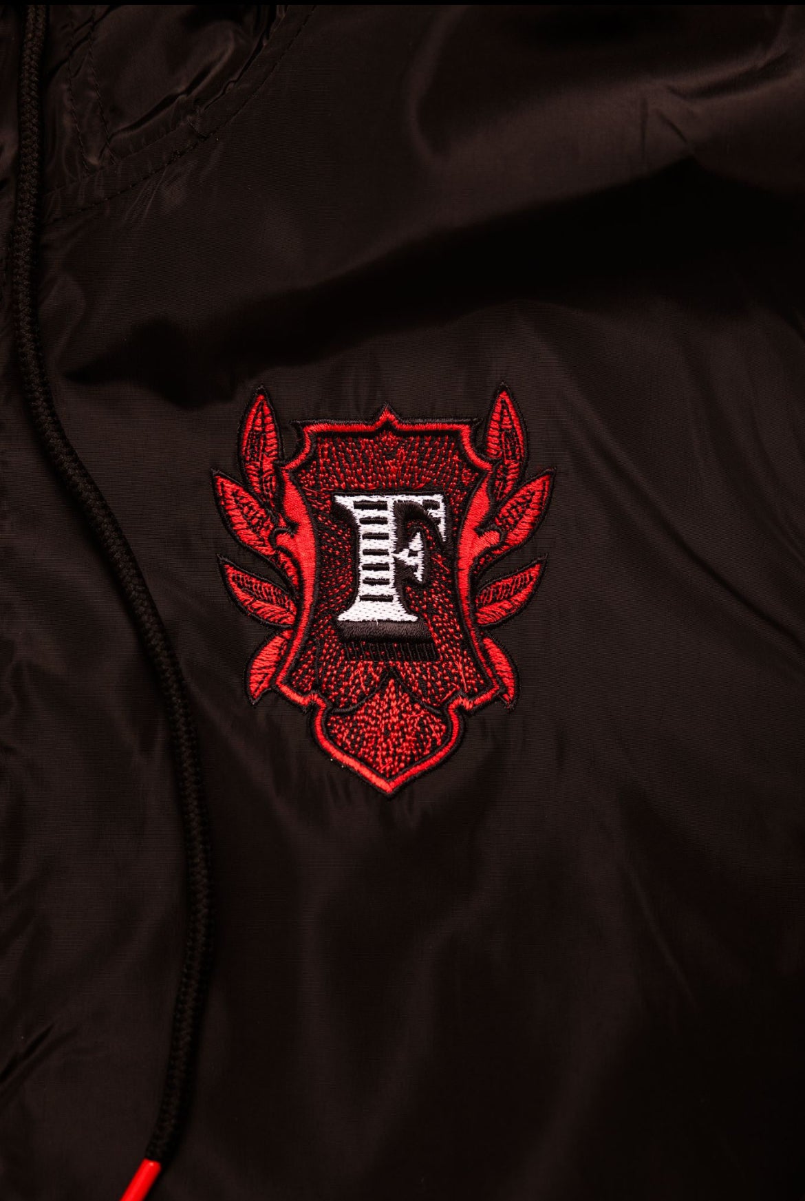 Flip Or Fall Off Black & Red Wind Breaker with Hood