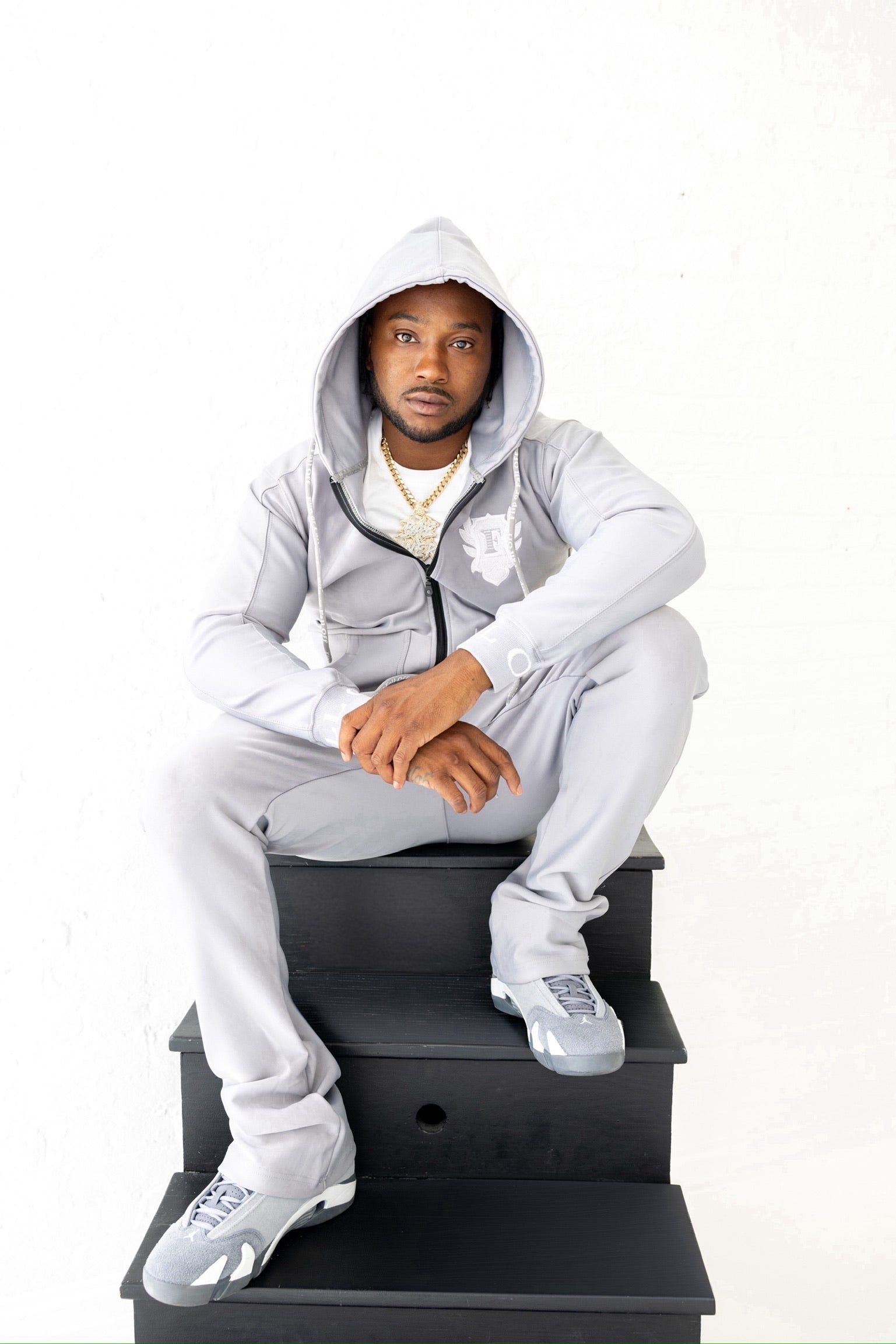 Flip Or Fall Off Grey Stacked Sweatsuit