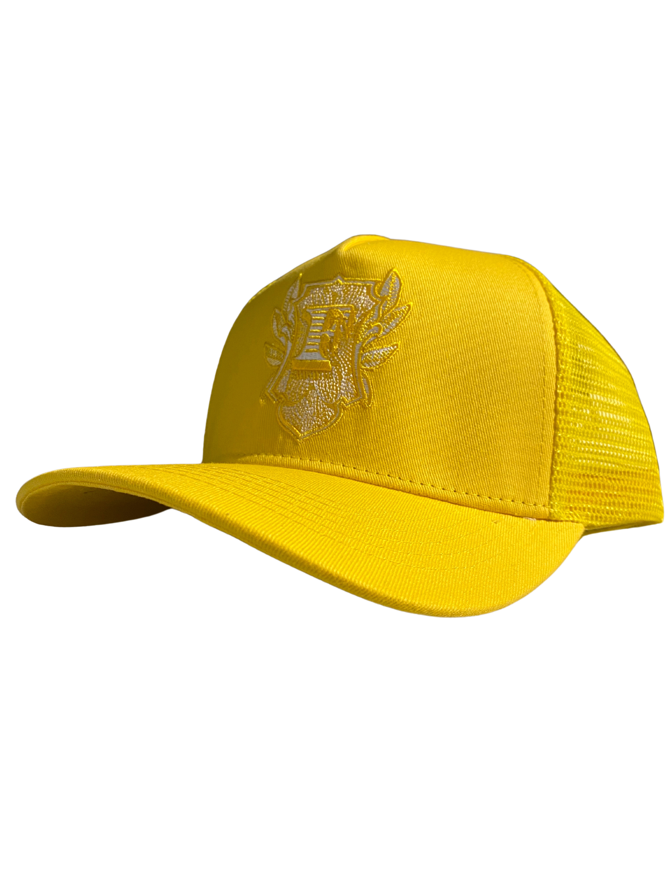 Flip Or Fall Off Yellow Suede Trucker Hat